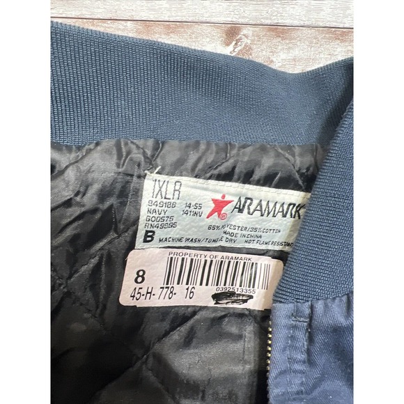 Aramark Blue Uniform Work Jacket 1XLR Zip Insulated Lined Panel Coat - Picture 5 of 7